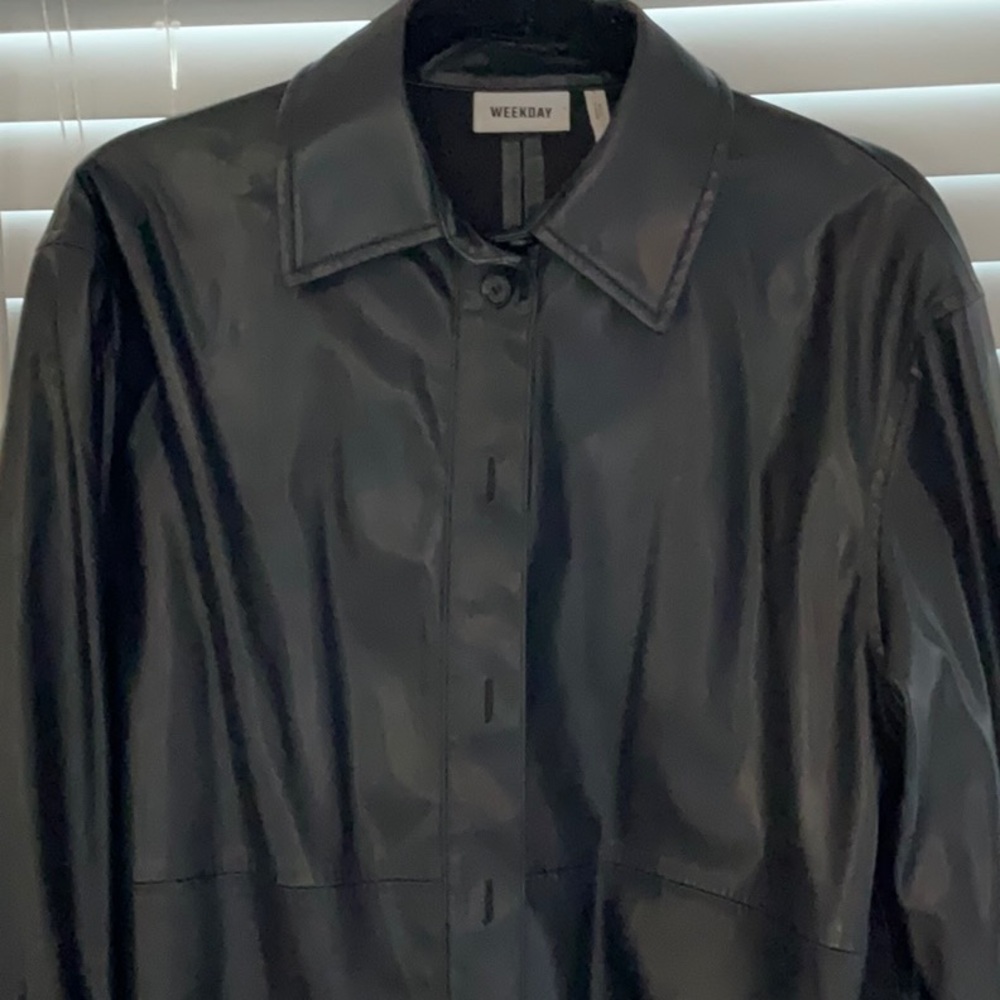 Weekday Patton leather Black Button-Up